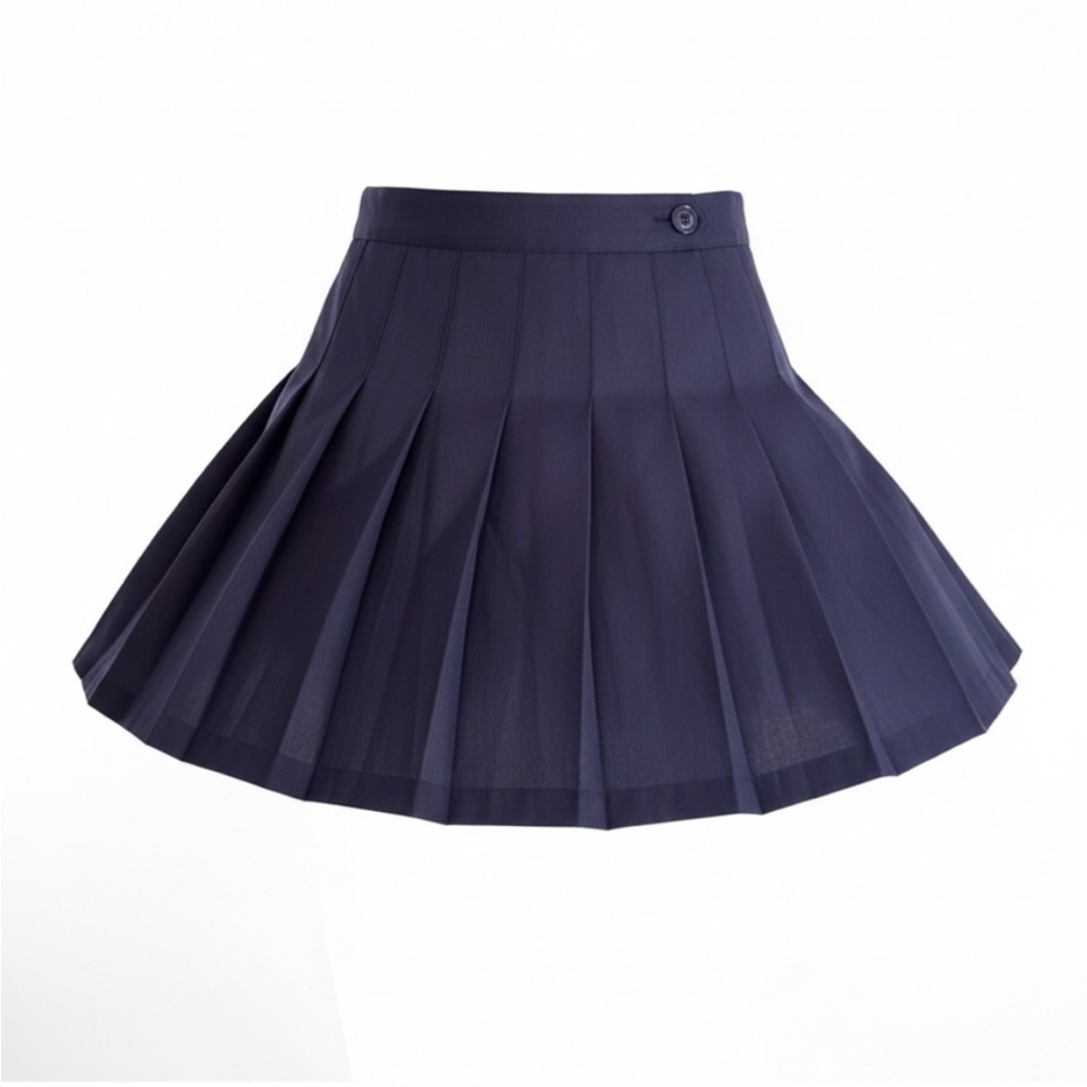 Navy Pleated Mini Skirt